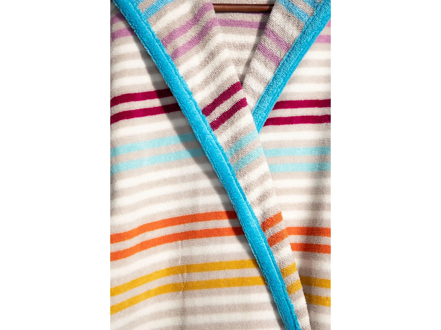 Boskimo Ellen – Bademantel aus 100 % Baumwollsamt – mehrfarbig gestreift – XL