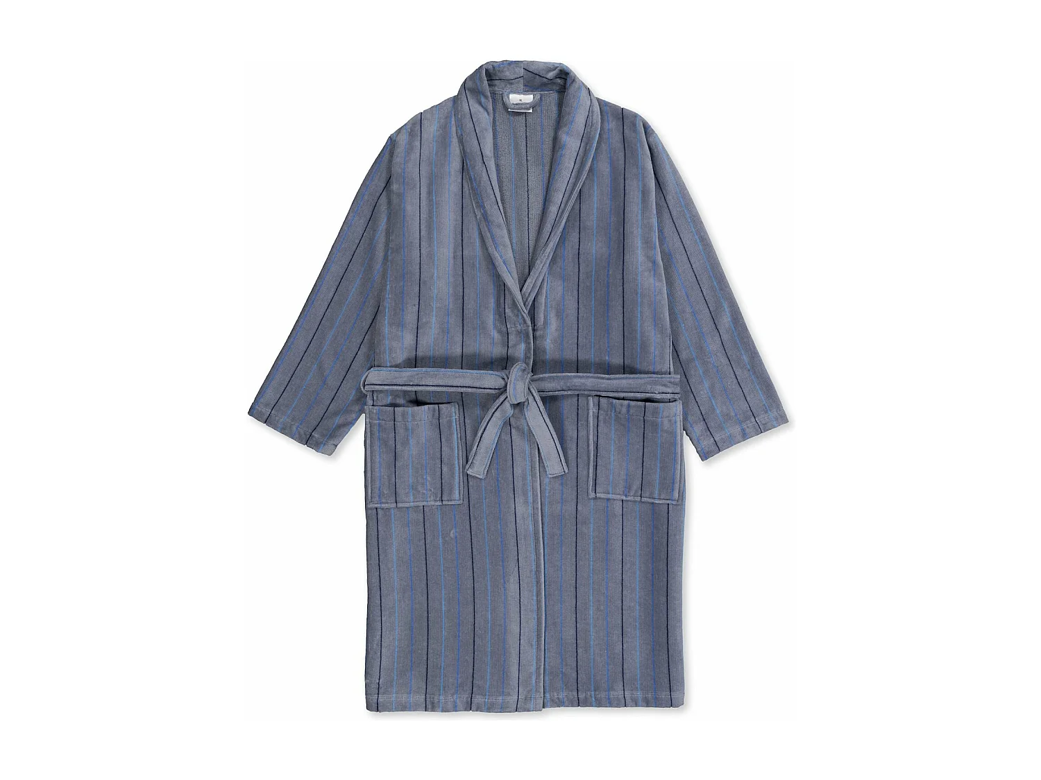 Boskimo Wesley - Badjas van 100% katoenfluweel - Zwart gestreept - M