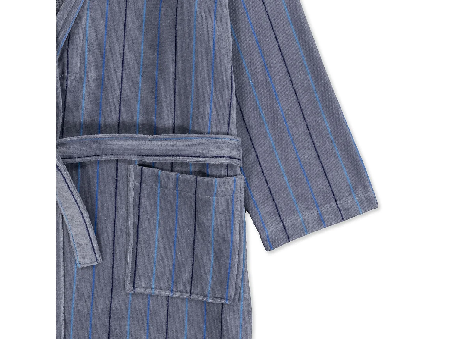 Boskimo Wesley - Badjas van 100% katoenfluweel - Zwart gestreept - M