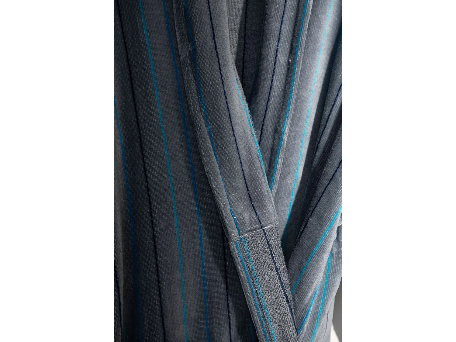 Boskimo Wesley - Badjas van 100% katoenfluweel - Zwart gestreept - M