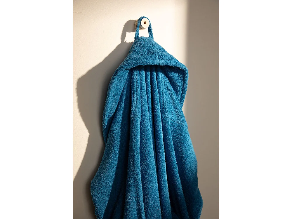 Unisex-Bademantel – 100 % Baumwolle – Frottee-Bademantel – Blau – XL