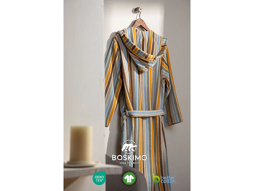 Boskimo Henry - Roupão de banho 100% algodão veludo - Riscas - M