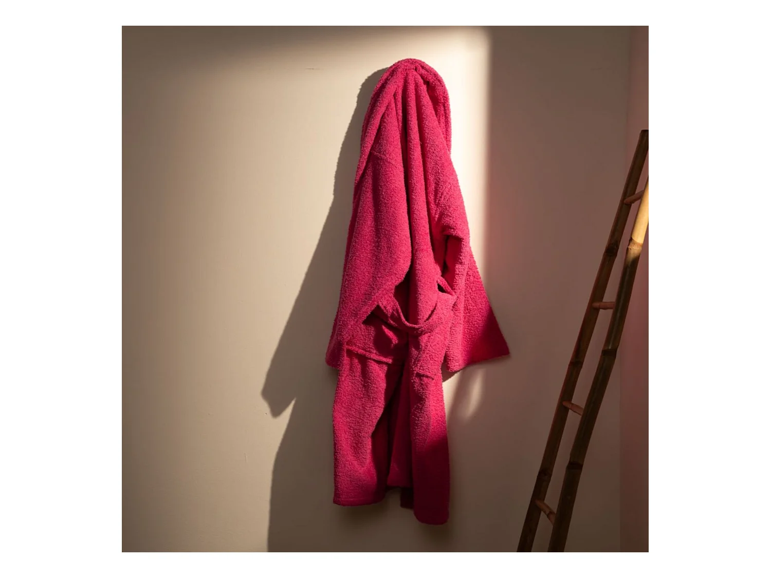 Unisex-Bademantel – 100 % Baumwolle – Frottee-Bademantel – Zyklame – L