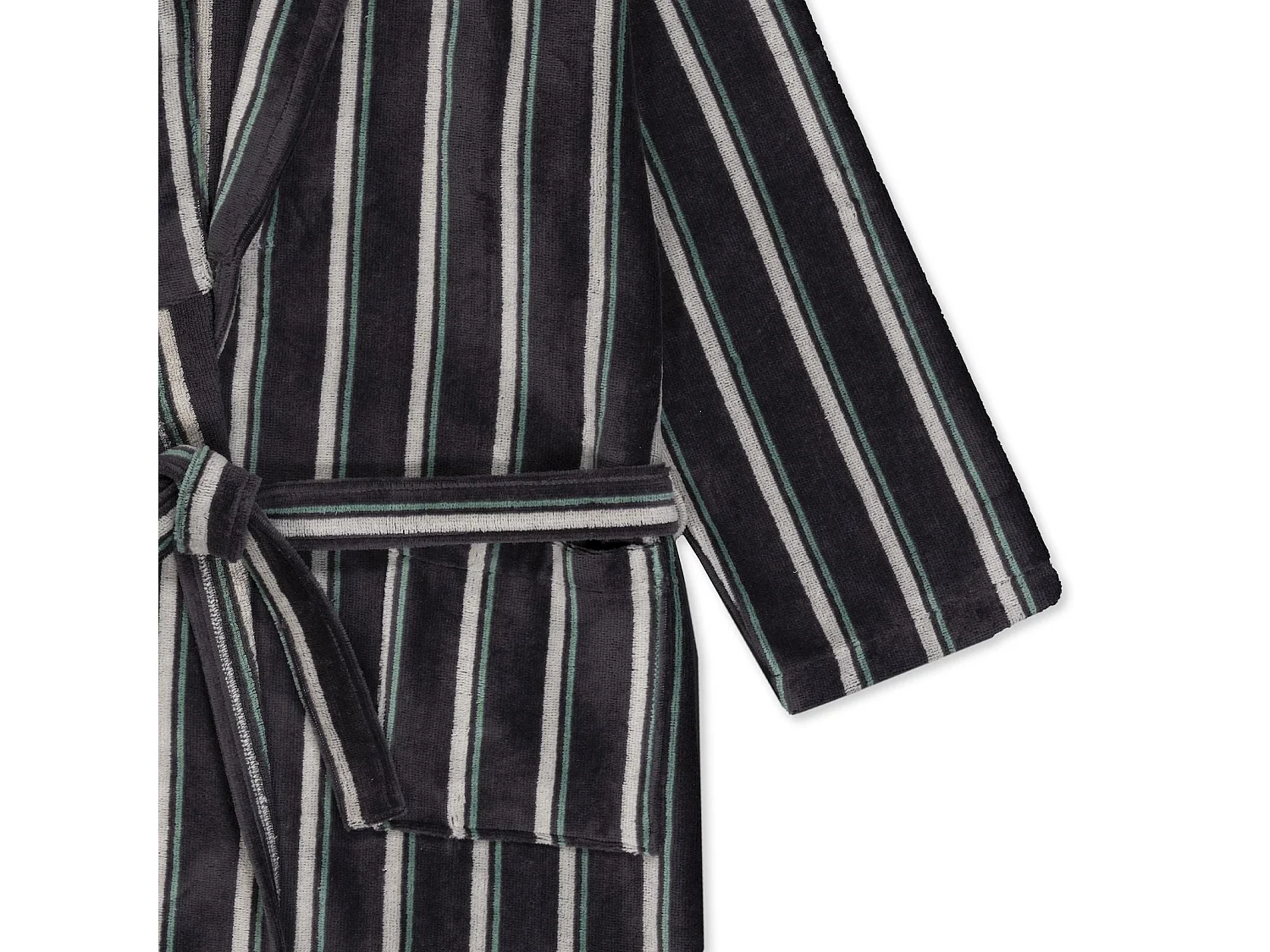 Boskimo Nelson - Peignoir en Velours 100% Coton - Rayé - L