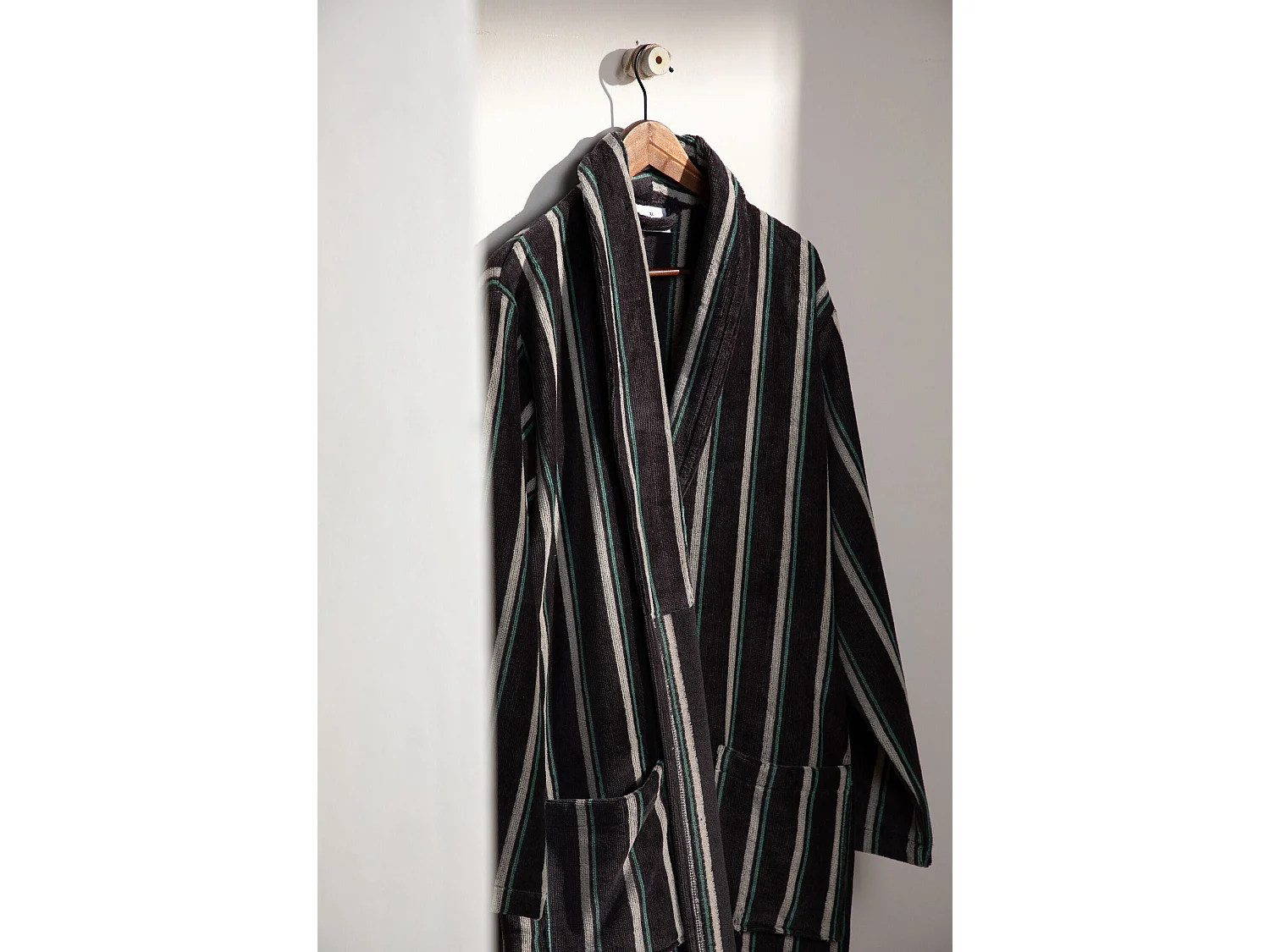 Boskimo Nelson - Peignoir en Velours 100% Coton - Rayé - L