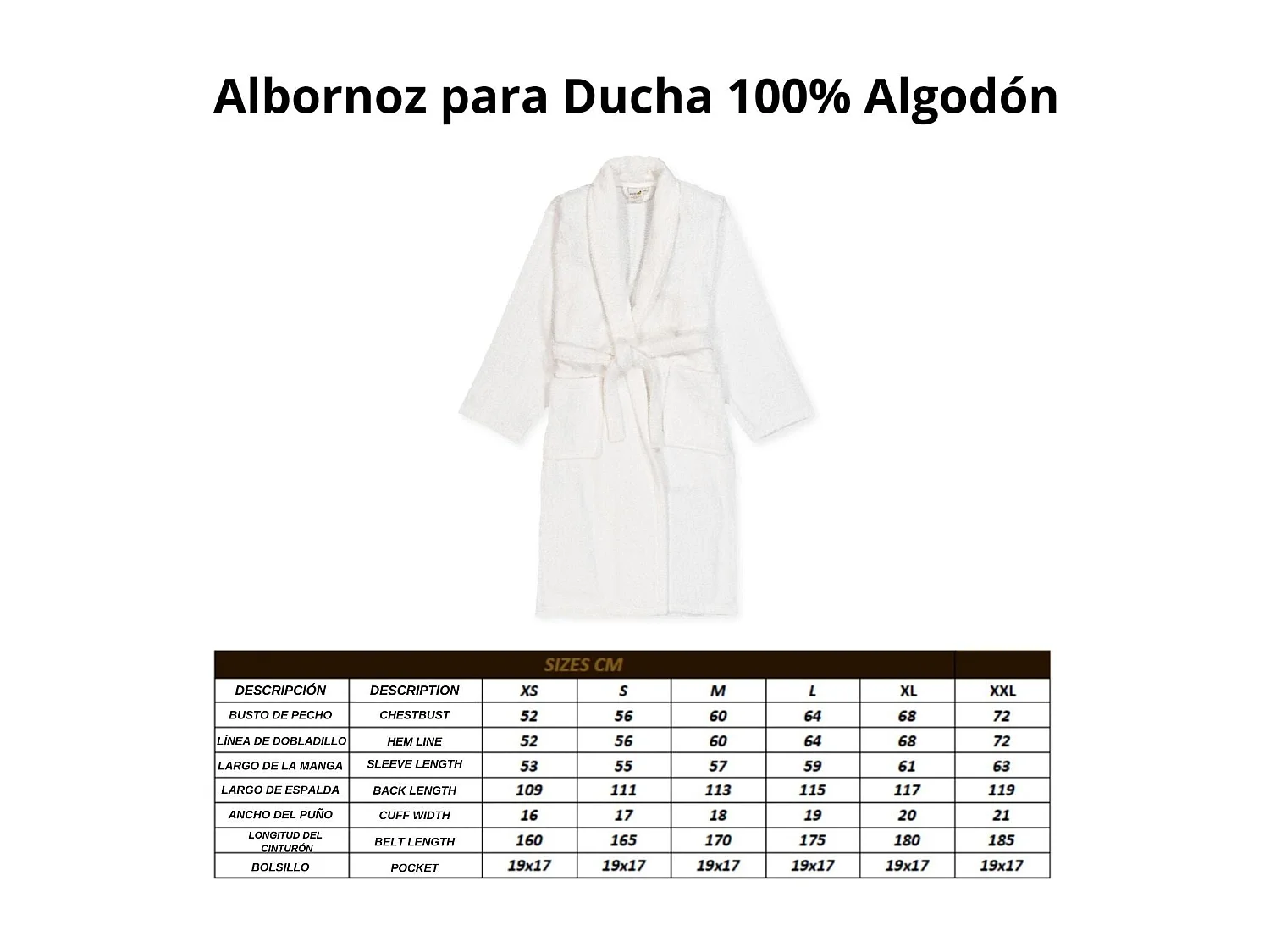 Unisex-Duschbademantel – 100 % Baumwolle – Frottee-Bademantel – Mandarine – Xxl