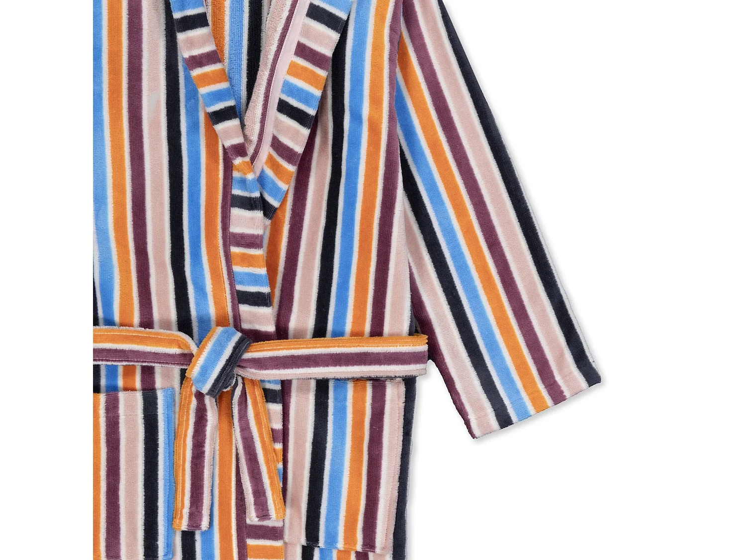 Boskimo Poliana - Albornoz Terciopelo 100% Algodón - A Rayas Negro - S