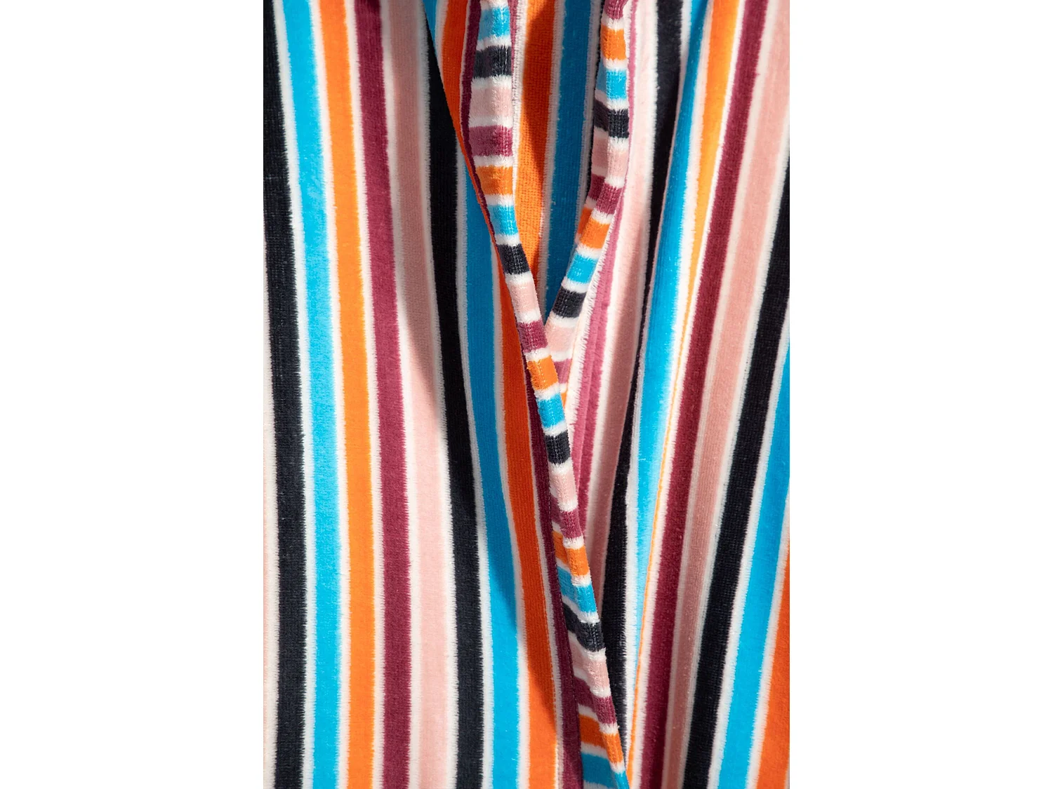 Boskimo Poliana - Albornoz Terciopelo 100% Algodón - A Rayas Negro - S