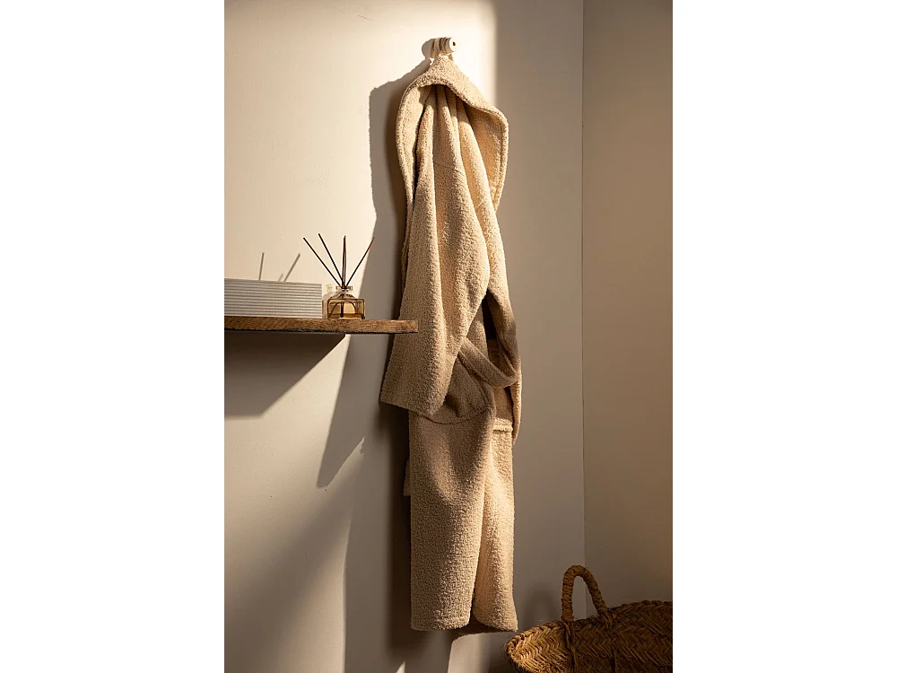 Peignoir unisexe - 100% coton - Peignoir éponge - Beige - L