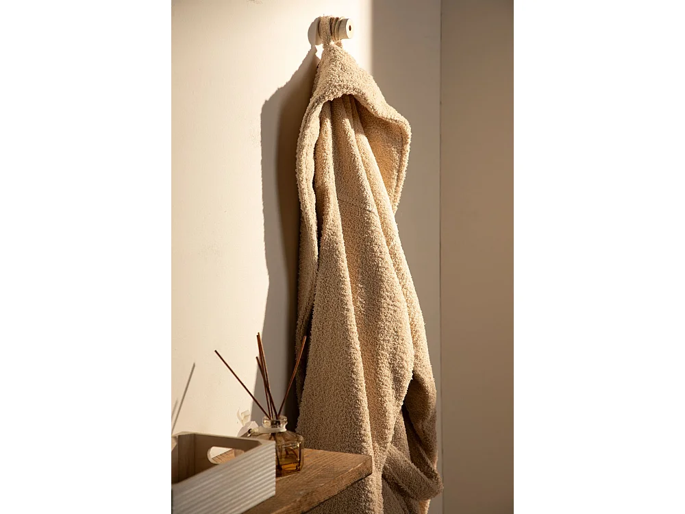 Peignoir unisexe - 100% coton - Peignoir éponge - Beige - L