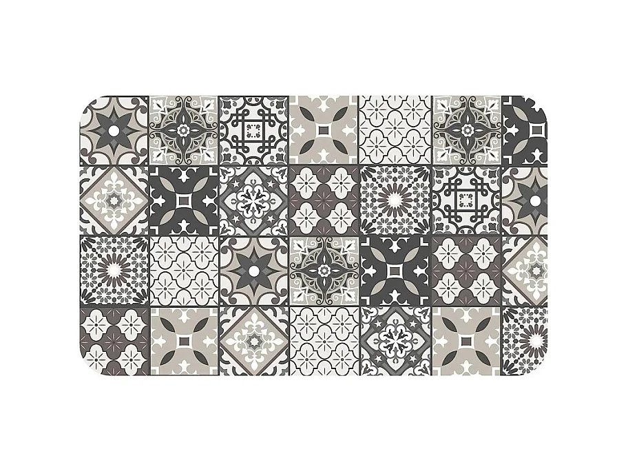 Tapis Imprimé "Gaston" 45x75cm Gris & Blanc