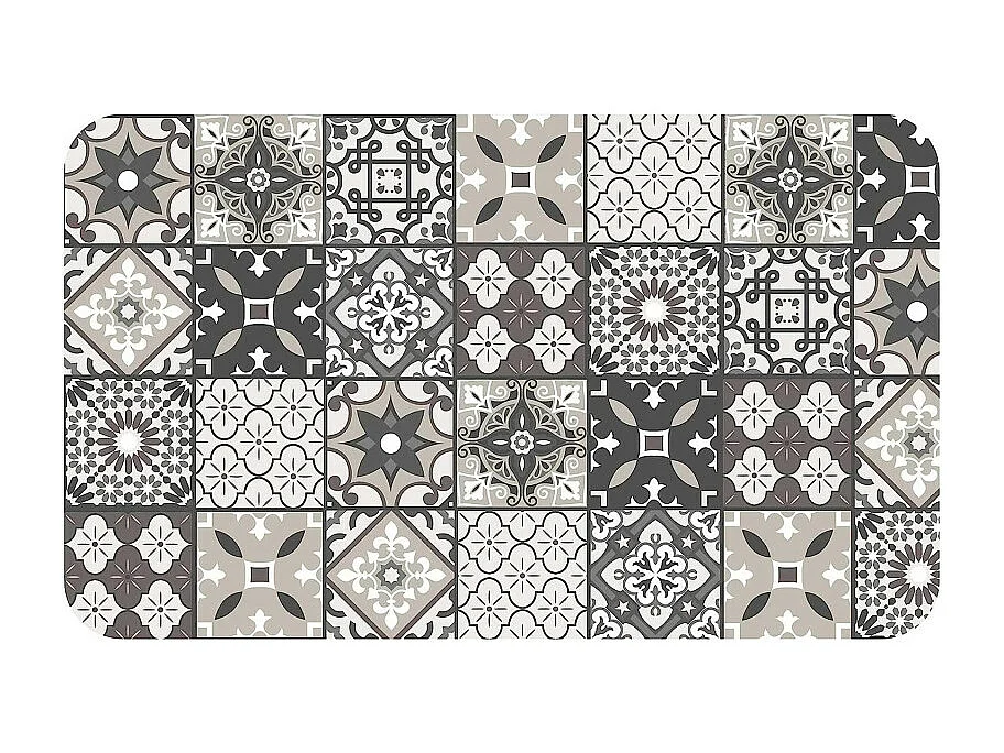 Tapis Imprimé "Gaston" 45x75cm Gris & Blanc