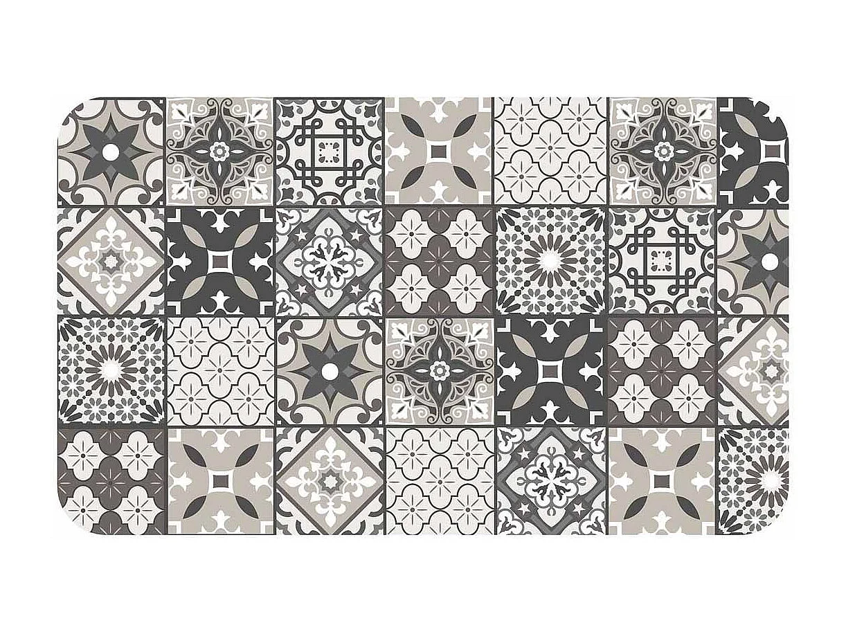 Tapis Imprimé "Gaston" 45x75cm Gris & Blanc