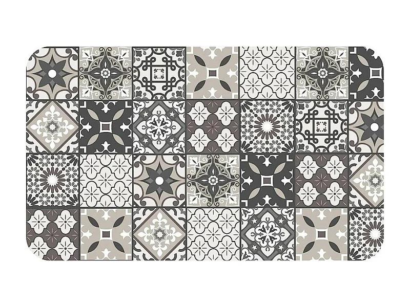 Tapis Imprimé "Gaston" 45x75cm Gris & Blanc