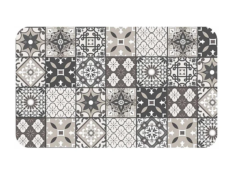 Tapis Imprimé "Gaston" 45x75cm Gris & Blanc