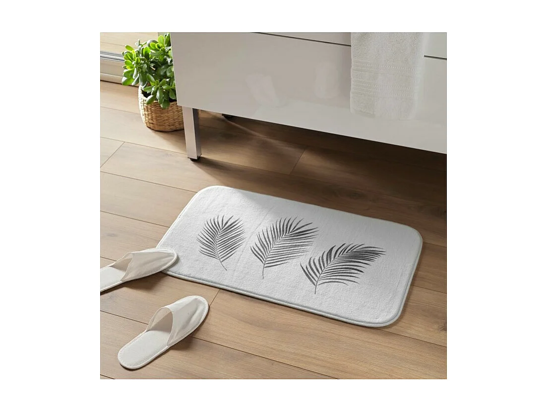 Tapis de Bain Imprimé "Orbella" 45x75cm Blanc & Argent