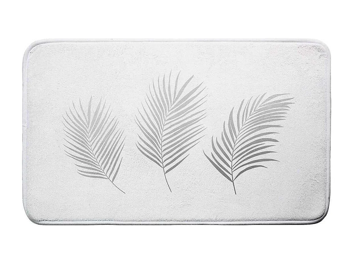 Tapis de Bain Imprimé "Orbella" 45x75cm Blanc & Argent