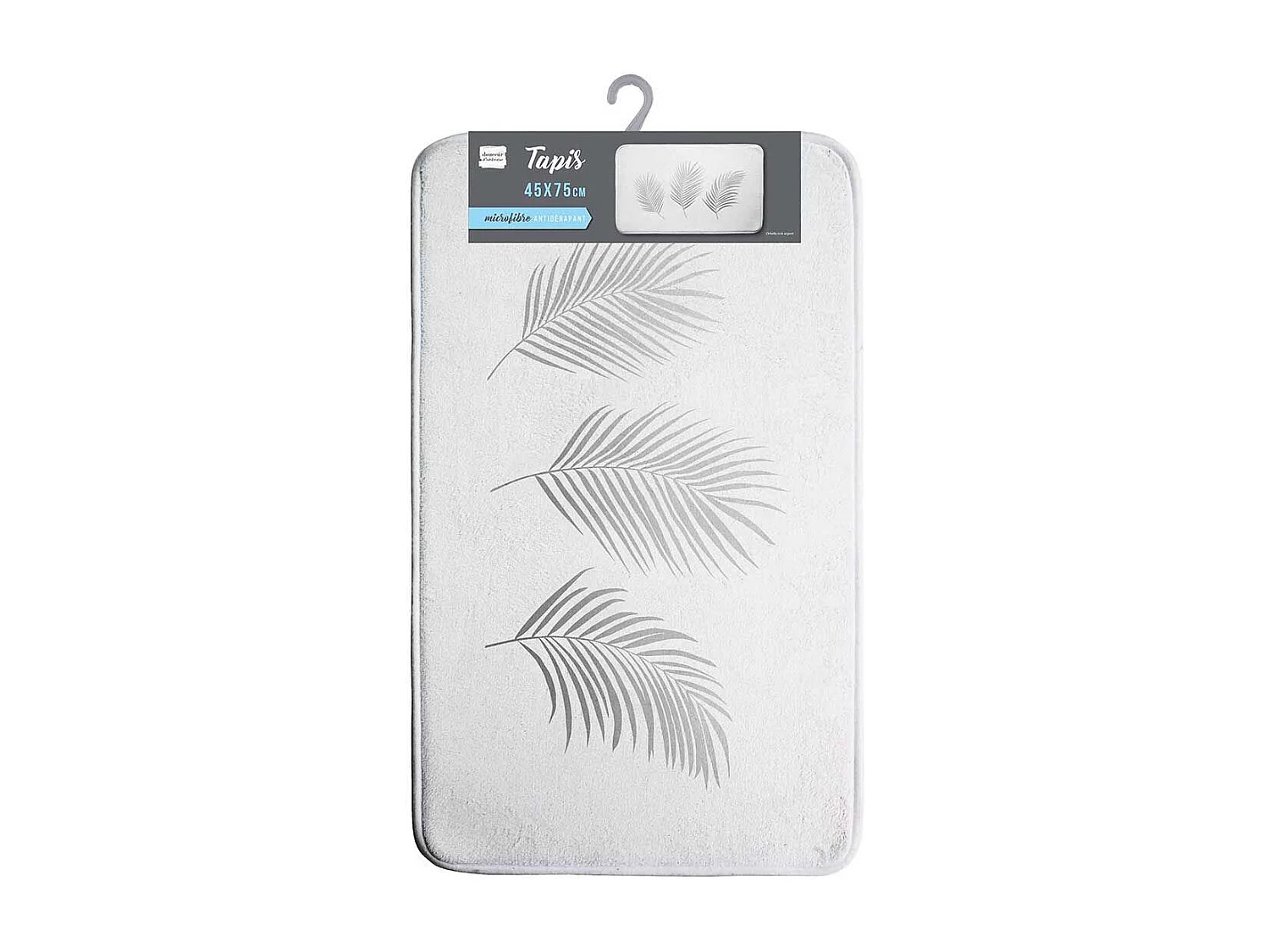 Tapis de Bain Imprimé "Orbella" 45x75cm Blanc & Argent