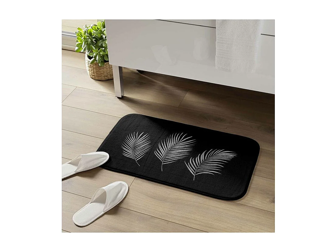Tapis de Bain Imprimé "Orbella" 45x75cm Noir & Argent