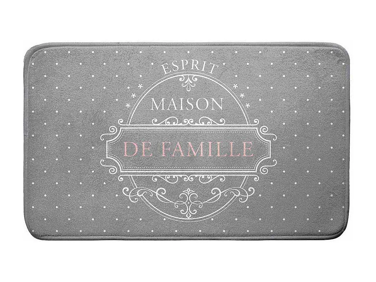 Tapis de Bain "Maison de Famille" 45x75cm Gris