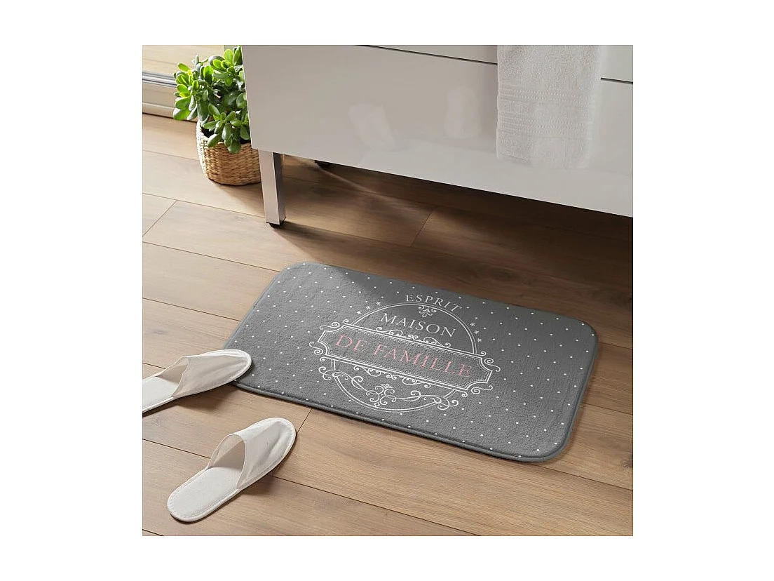Tapis de Bain "Maison de Famille" 45x75cm Gris
