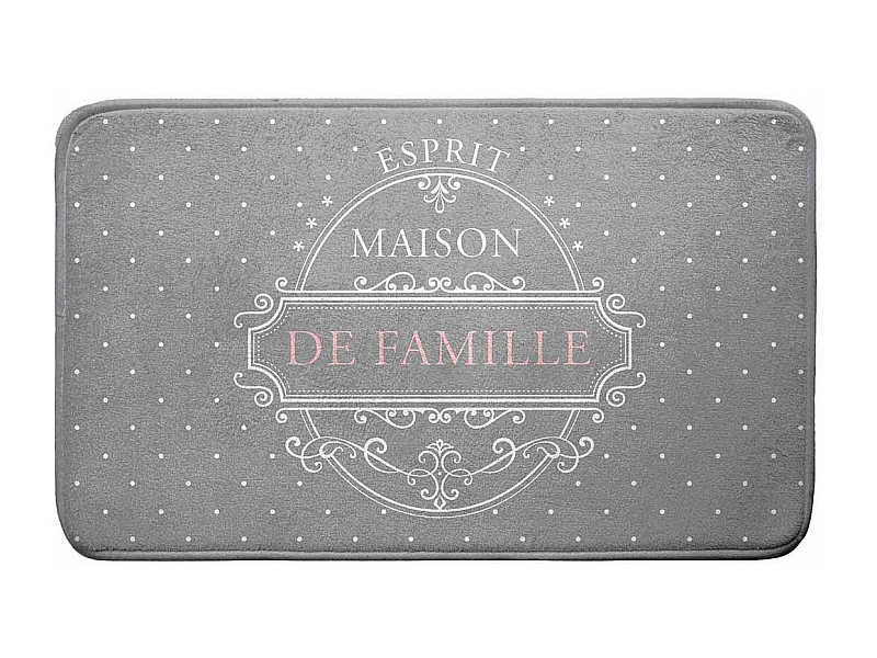 Tapis de Bain "Maison de Famille" 45x75cm Gris