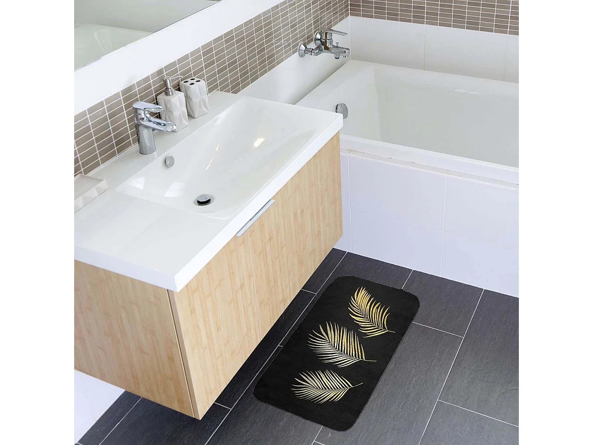 Tapis de Bain Imprimé "Orbella" 45x75cm Noir