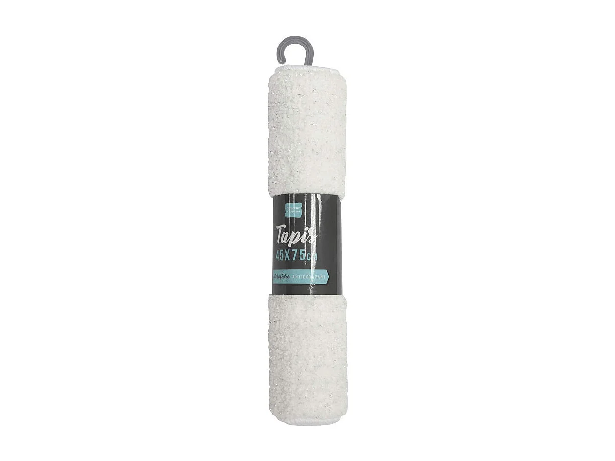Tapis de Bain Microfibre "Métallisé" 45x75cm Blanc