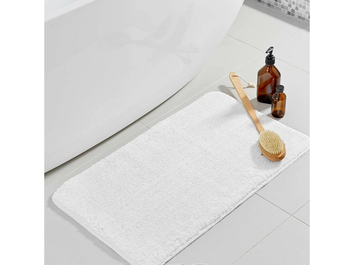 Tapis de Bain Microfibre "Métallisé" 45x75cm Blanc