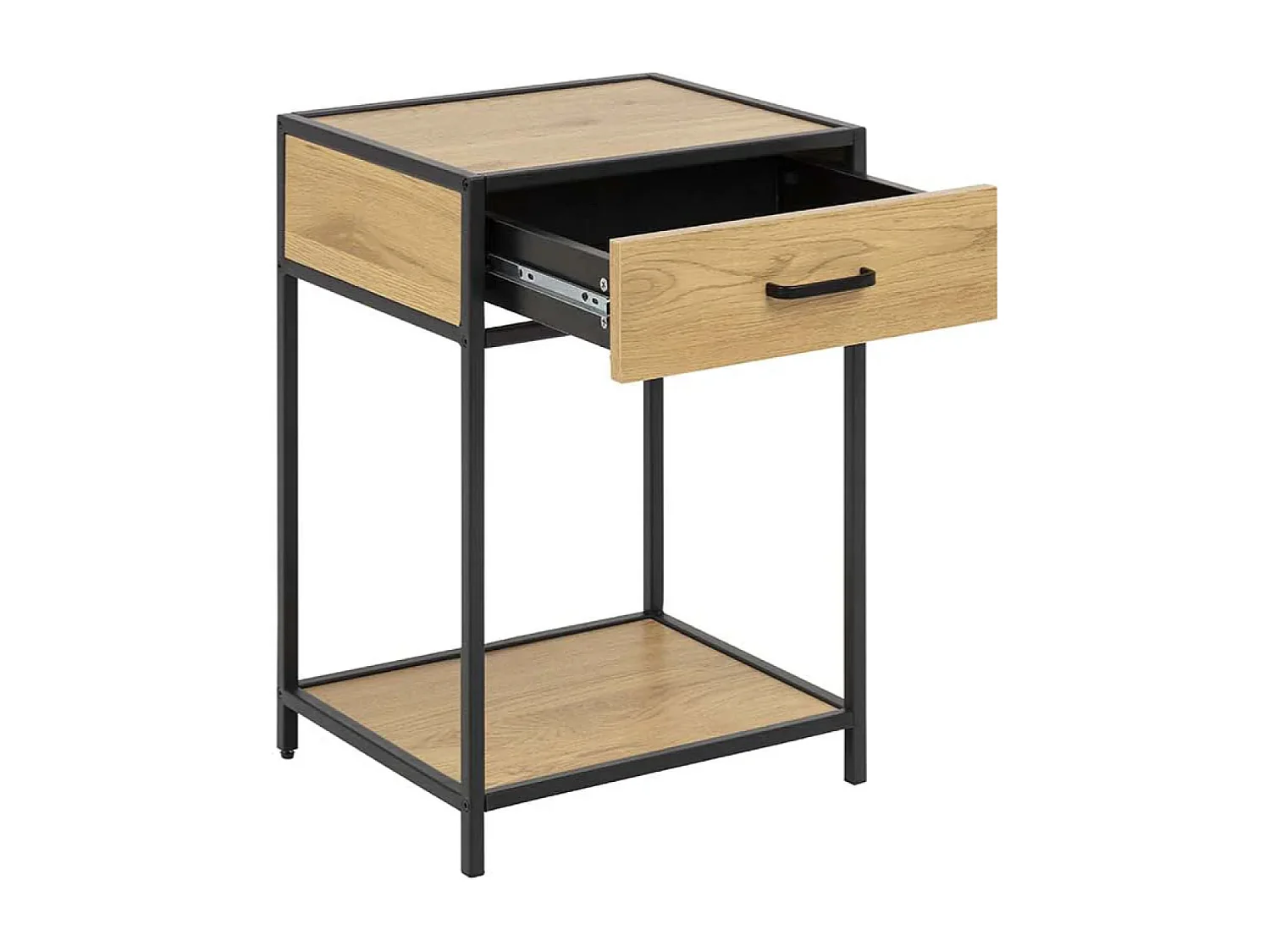 Lot de 2 tables de chevet avec tiroir bois et métal Factory