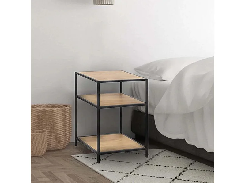 Lot de 2 tables de chevet design bois et métal Factory