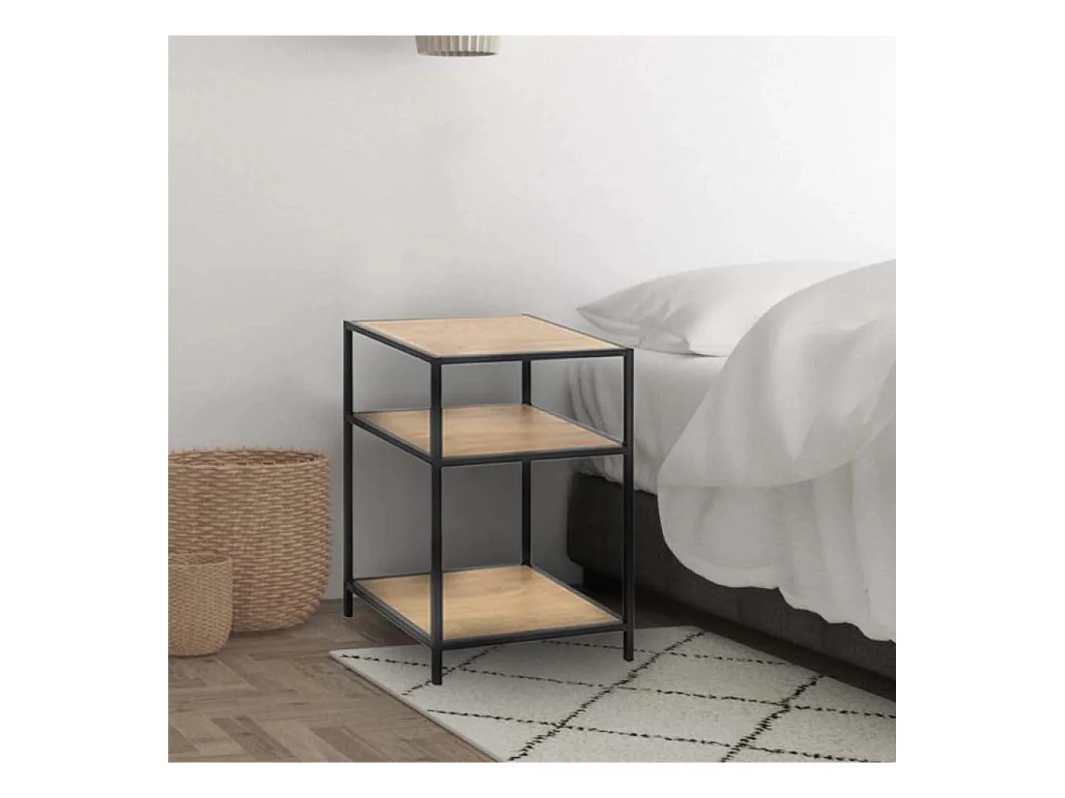 Lot de 2 tables de chevet design bois et métal Factory