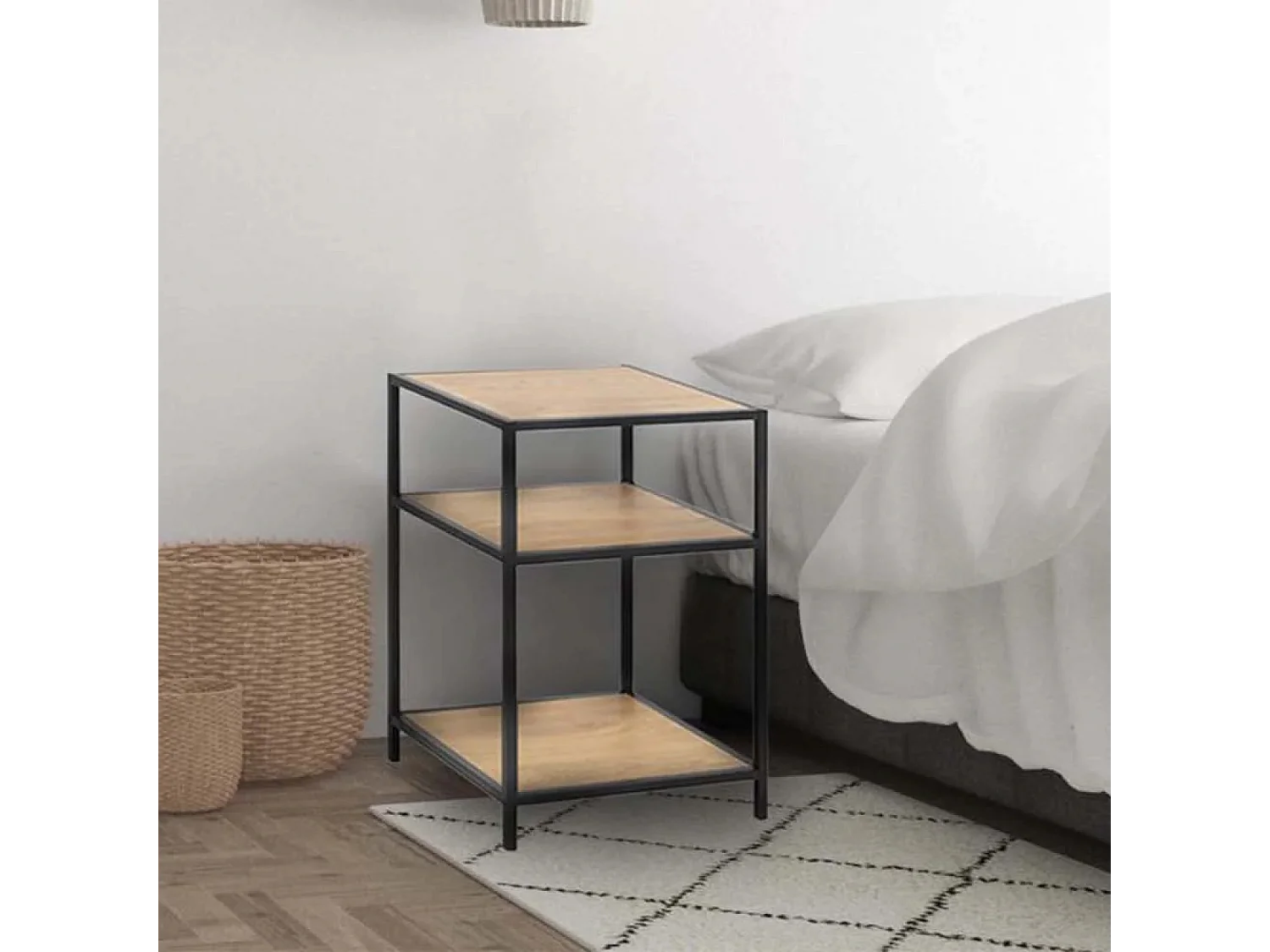 Tables de chevet design bois et métal Lot de 2 Factory