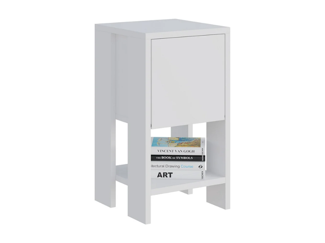 Table de chevet blanche avec porte abattante SISA