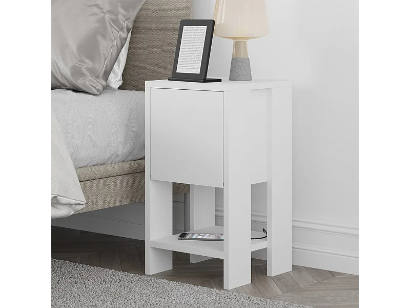 Mueble recibidor blanco con almacenaje y perchero INGA