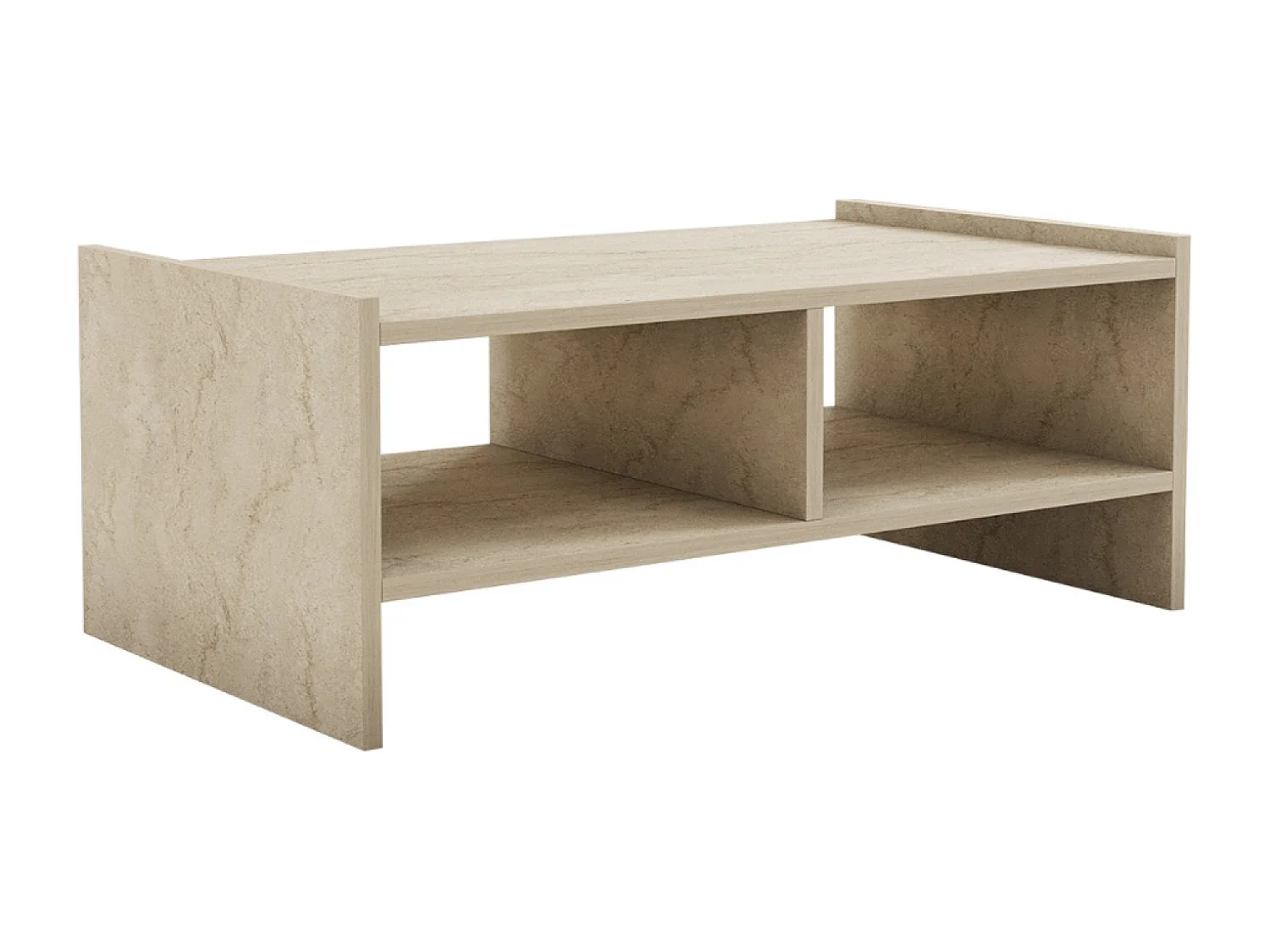 Table basse en bois effet pierre - 2 niches ALBIN