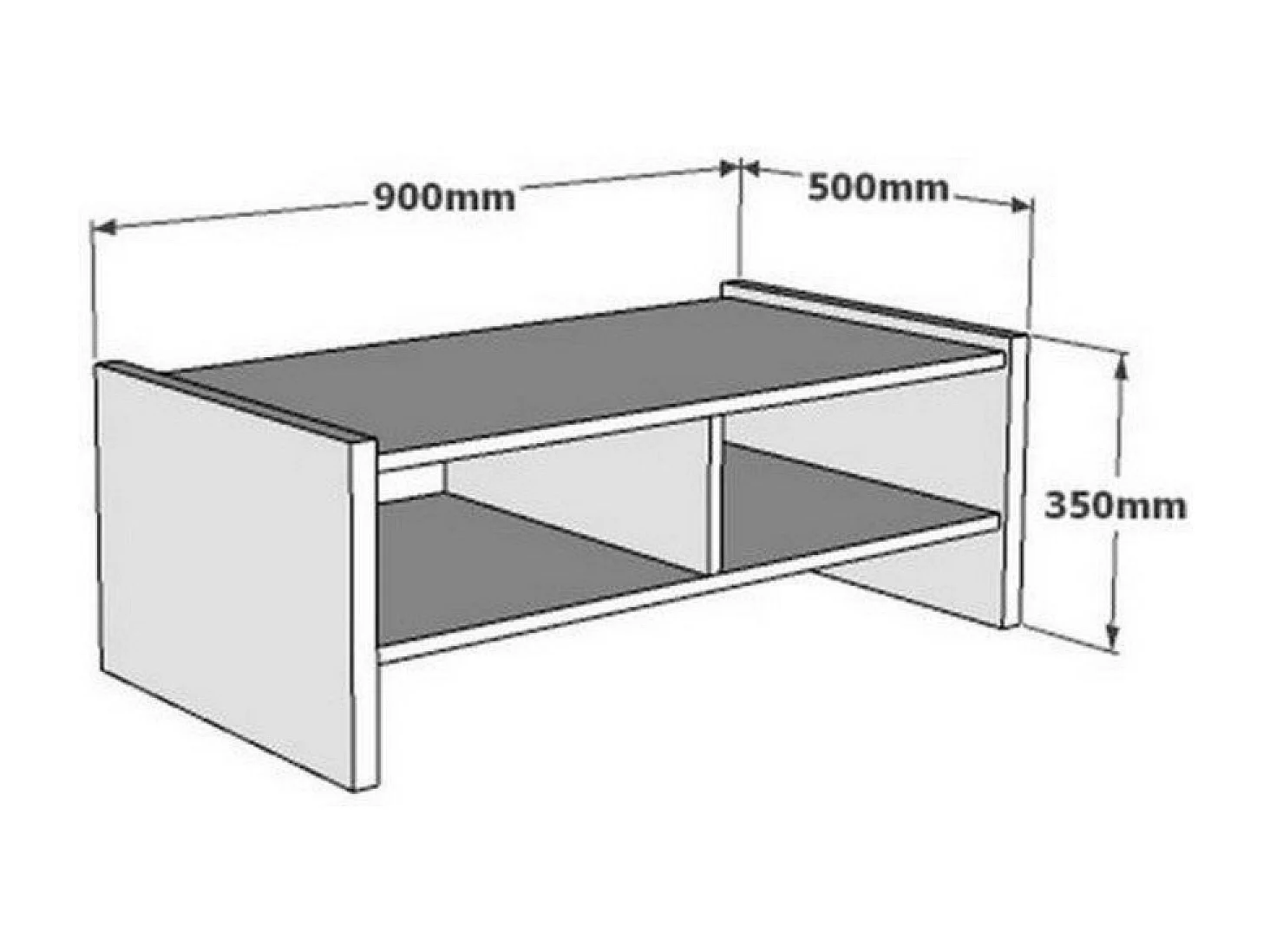 Table basse en bois effet pierre - 2 niches ALBIN