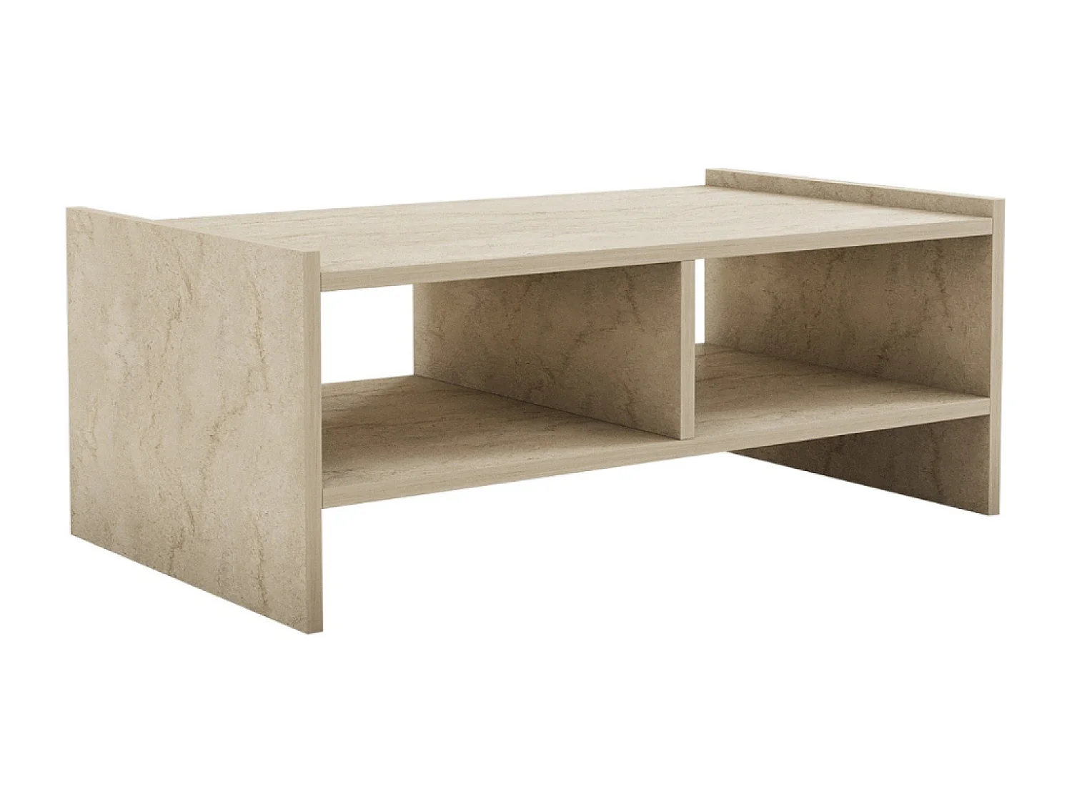 Table basse en bois effet pierre - 2 niches ALBIN