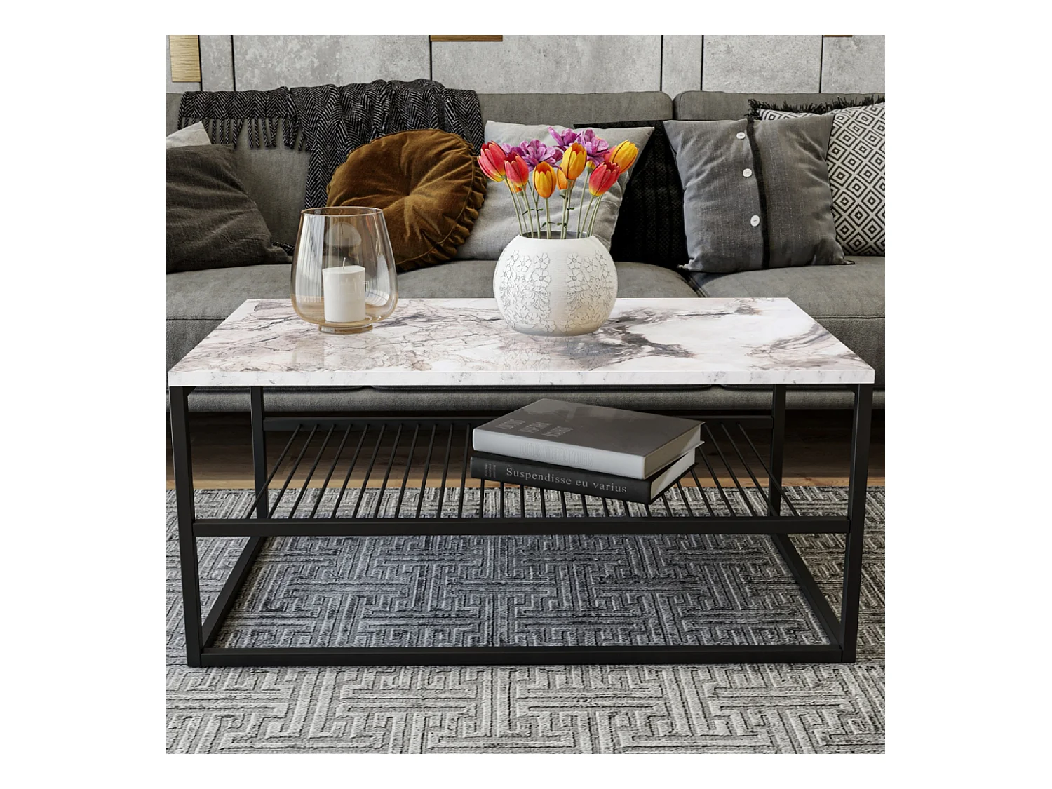 Table basse effet marbre MARBEL