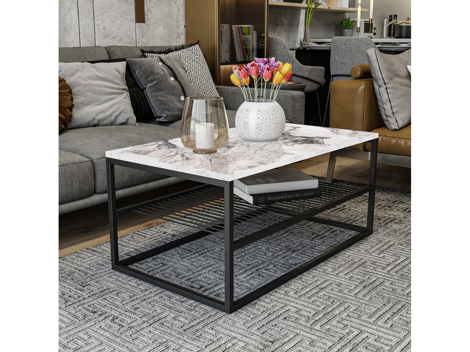 Table basse effet marbre MARBEL