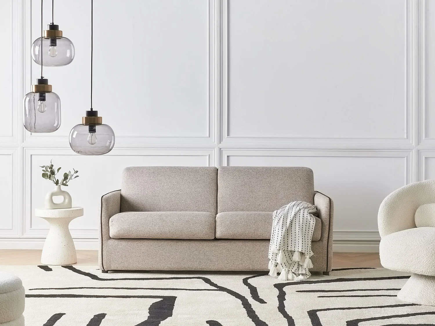 Slaapbank ISHOJ Stof Lichtbruin 2-zitter