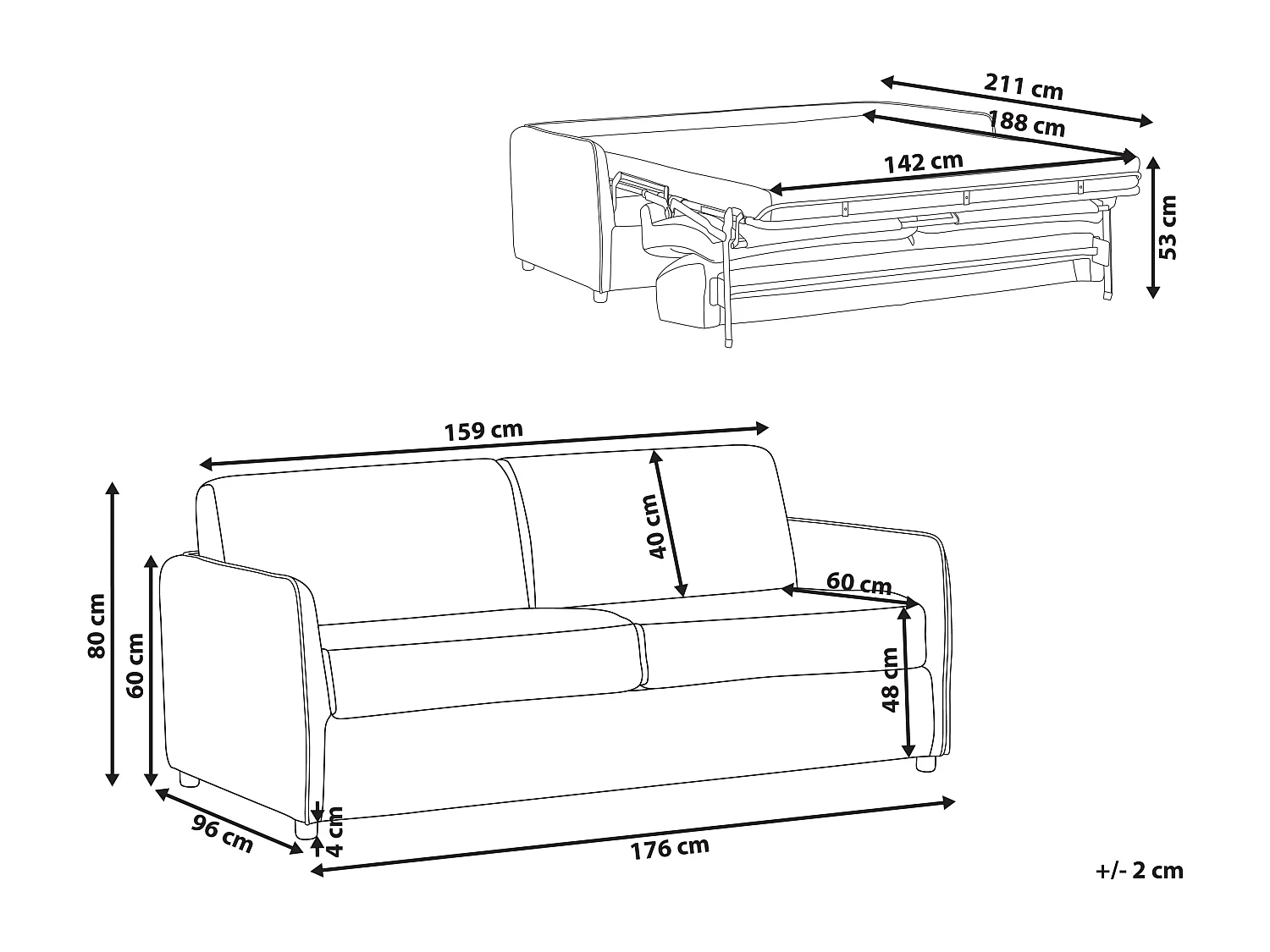 2-Sitzer Schlafsofa Stoffbezug helles Braun Lattenrost Matratze 142x188 cm Ishoj