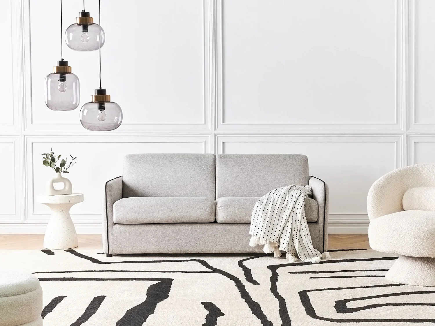 Canapé-lit 2 places ISHOJ Tissu Gris clair