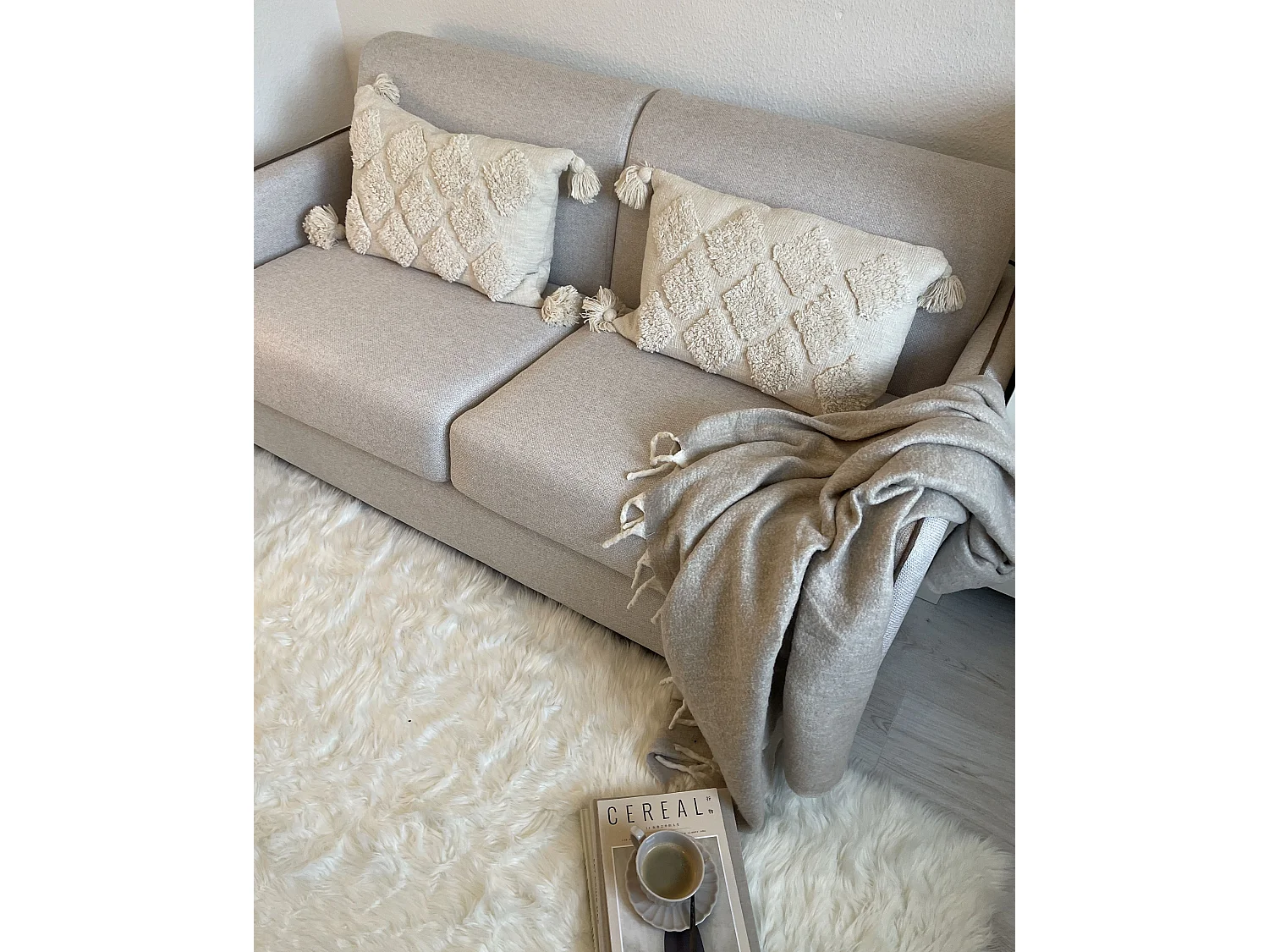 Canapé convertible 2 places en coton beige ISHOJ