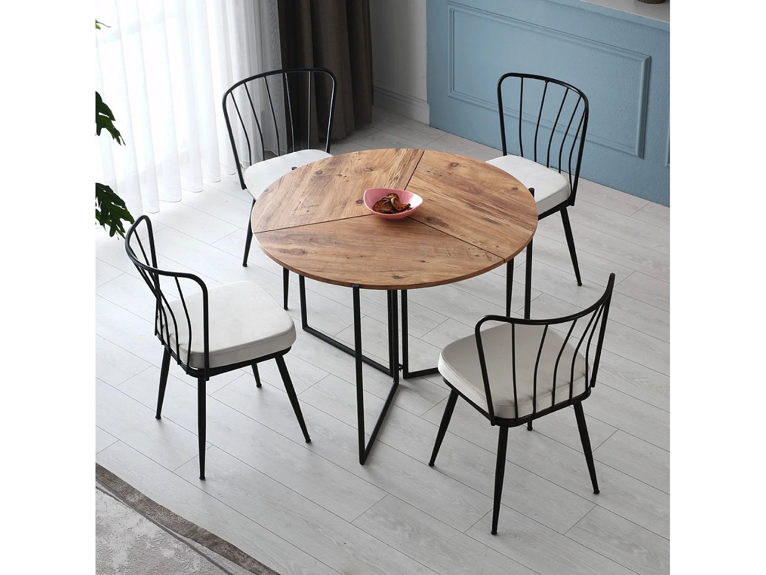 Table de salle à manger pliable couleur bois BRONIE