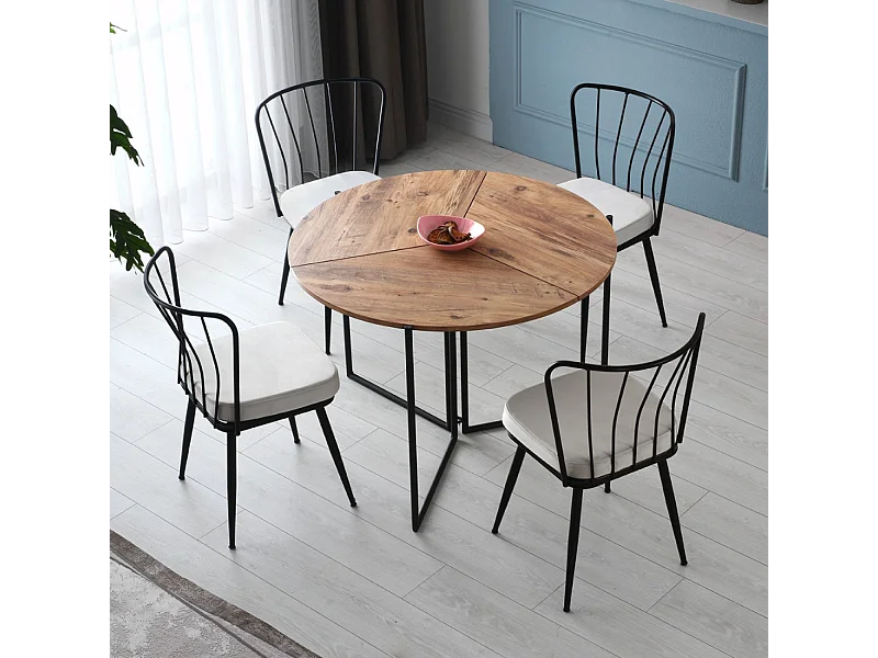 Table de salle à manger pliable couleur bois BRONIE