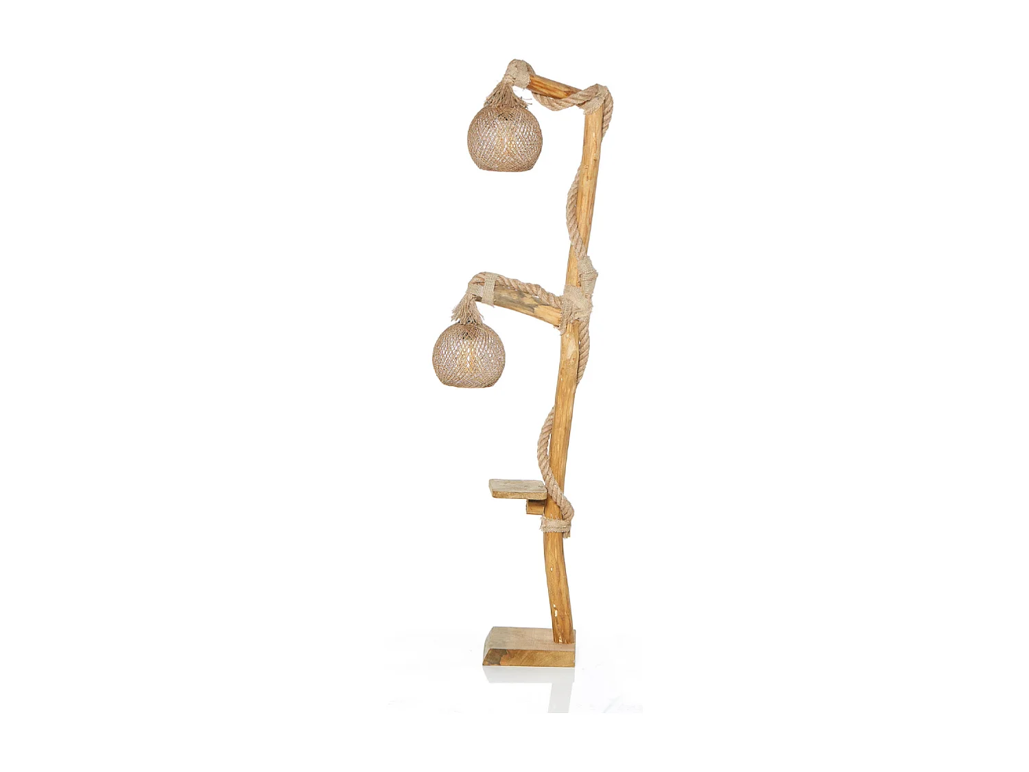 Staande lamp van hout en touwen ALEX met rand - Modern en gezellig design