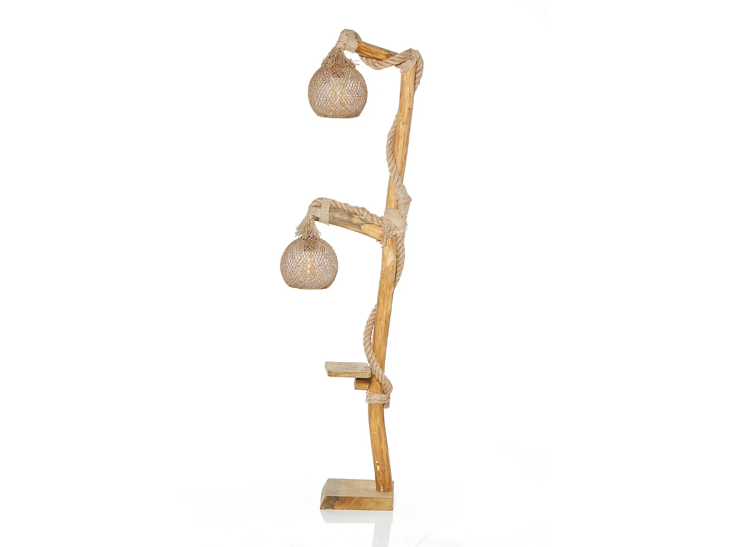 Staande lamp van hout en touwen ALEX met rand - Modern en gezellig design