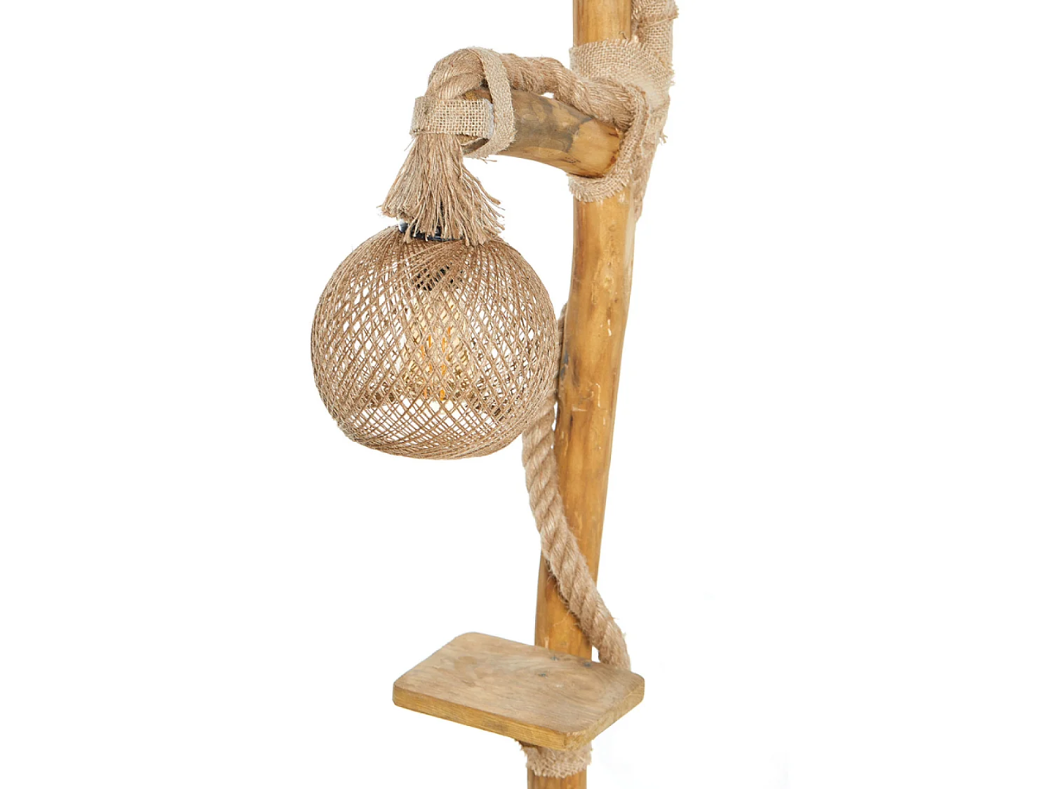 Staande lamp van hout en touwen ALEX met rand - Modern en gezellig design