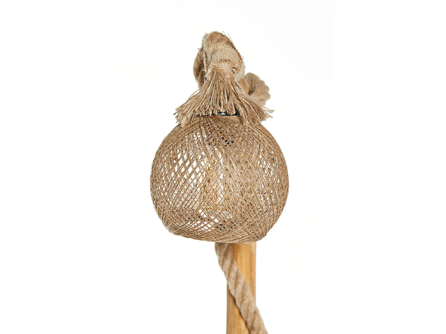 Staande lamp van hout en touwen ALEX met rand - Modern en gezellig design